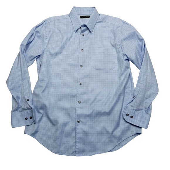 Kenneth Roberts Platinum Other - Kenneth Roberts Platinum Dress Shirt Mens Large Blue Herringbone Long Sleeve